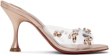 Starostlivosť o obuv Christian Louboutin Christian Louboutin Degraqueen 85 Embellished Clear Strap Kitten Heel Mules Ružová | 3230288, 0