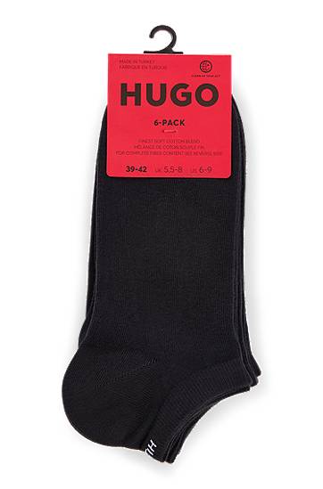 Ponožky BOSS Six-Pack of Cotton-Blend Ankle Socks Čierna | 50516395, 1