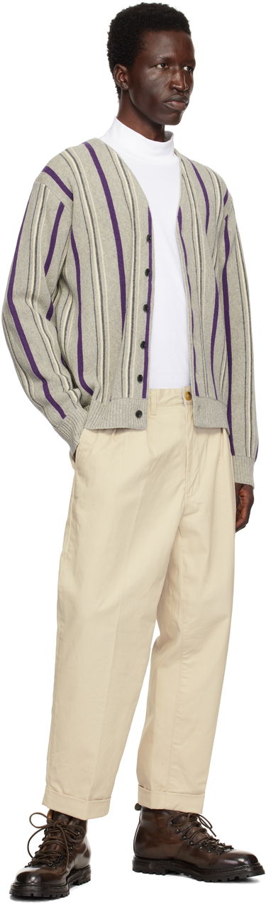 Sveter BEAMS Beams Plus Striped Cardigan Šedá | 38150204156, 3