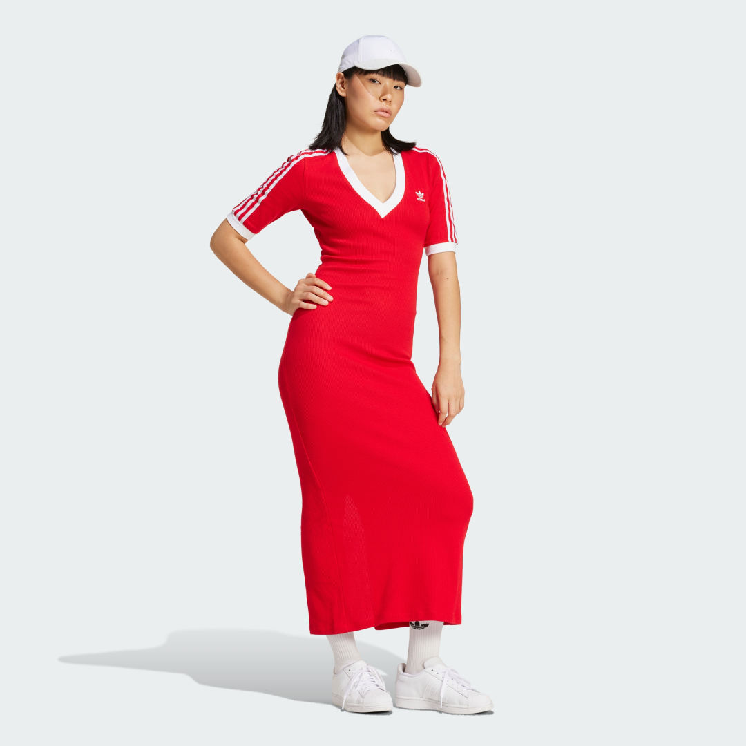 3-Stripes Knit V-Neck Dress