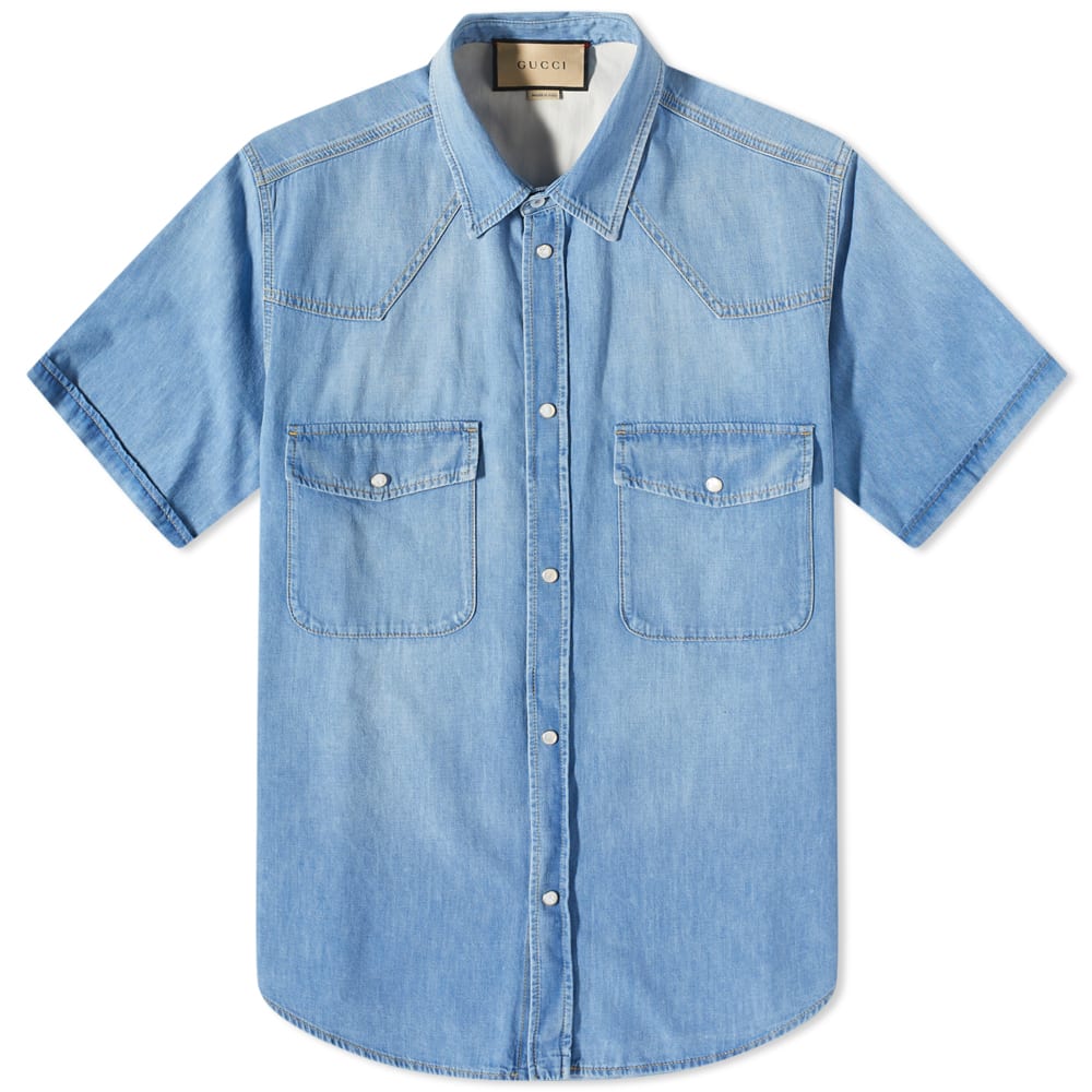 Košeľa Gucci Short Sleeve Denim Shirt Modrá | 729938-XDCC2-4447, 0