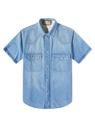Košeľa Gucci Short Sleeve Denim Shirt Modrá | 729938-XDCC2-4447
