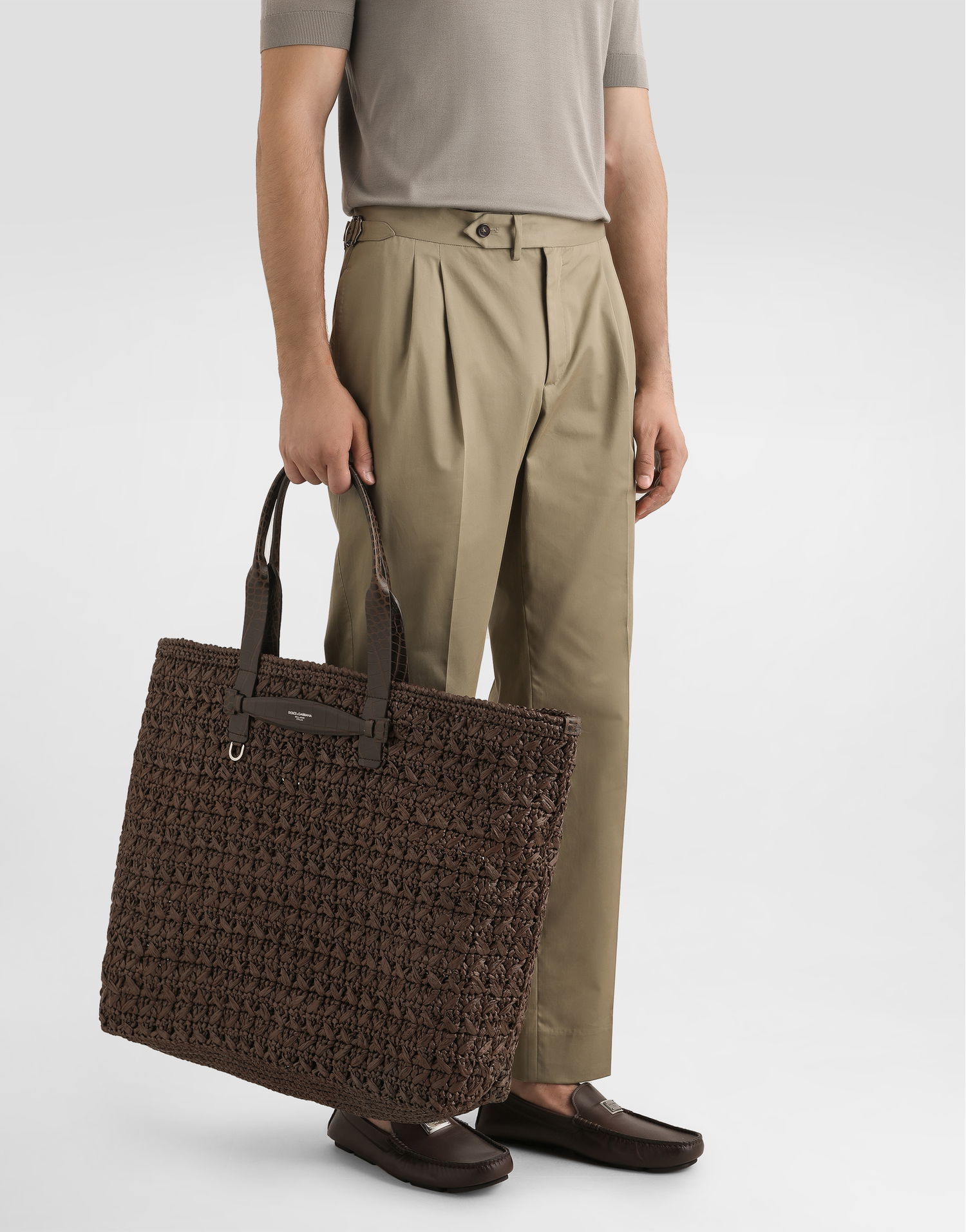 Tote bag Dolce & Gabbana Dolce & Gabbana Raffia Crochet Shopper with Crocodile Embossed Handles Onesize Hnedá | BM2453A9N968C895, 1