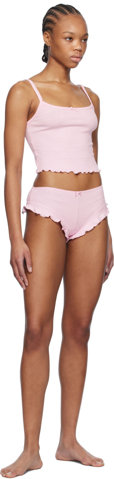 Pyžamo SKIMS SKIMS Pointelle Cropped Cami and Shorts Pajama Set Ružová | ST-SST-8459W, 3