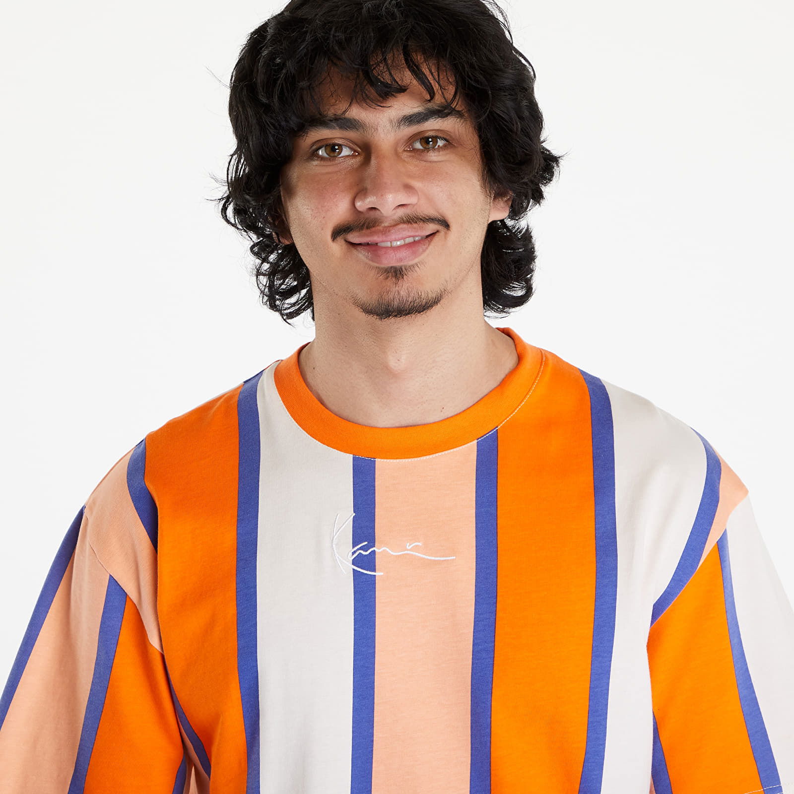 Small Signature Stripe Tee Orange/ Apricot/ Off White