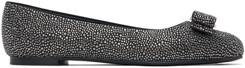Starostlivosť o obuv FERRAGAMO Salvatore Ferragamo Varina Crystal Embellished Ballerina Flats Čierna | 01H714 - 771895
