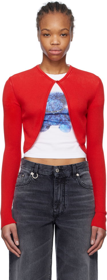 Sveter We11done We11done Ribbed Tight Knit Cardigan Červená | WD-KC0-25-614-W-RD, 0