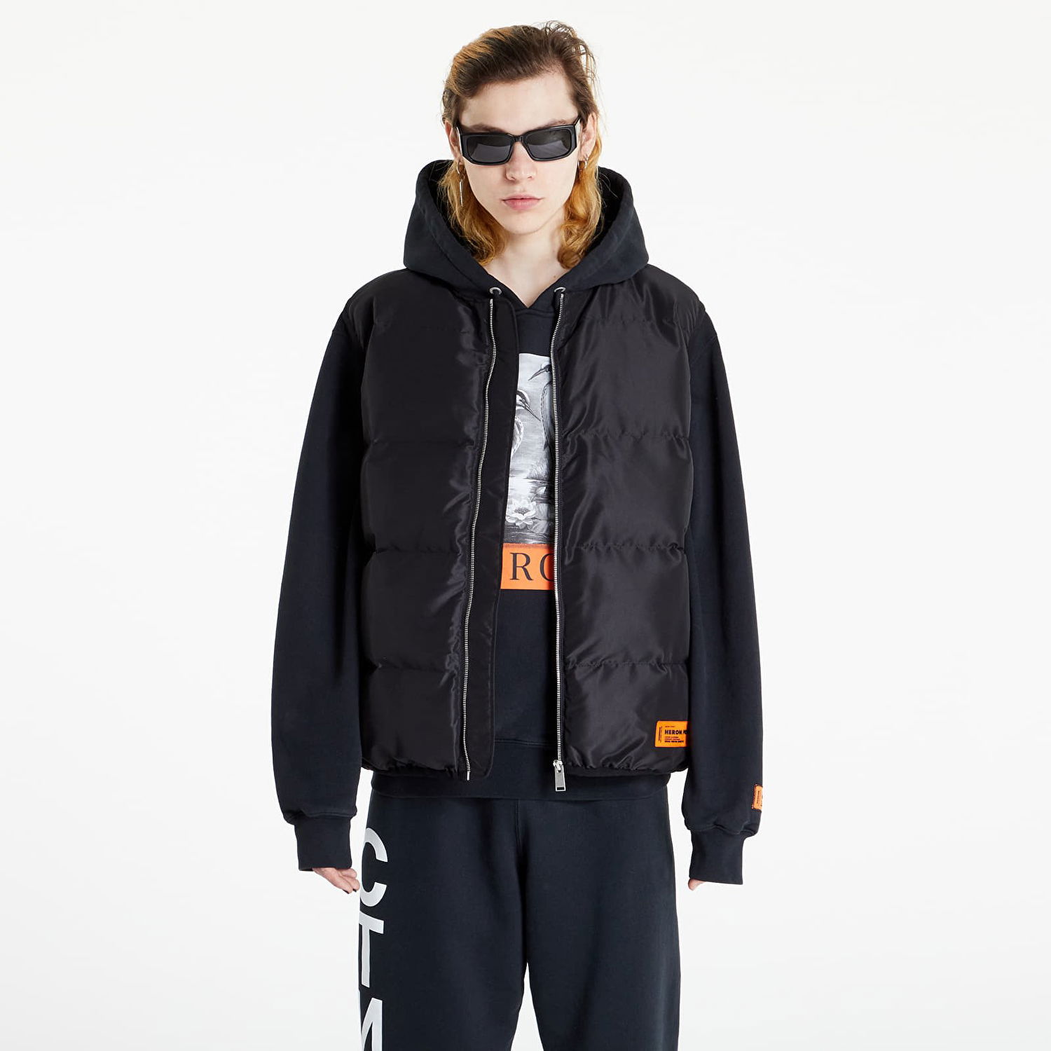 Vesta HERON PRESTON Logo Tape Nylon Padded Vest Čierna | HMEA073S22FAB0011000, 0
