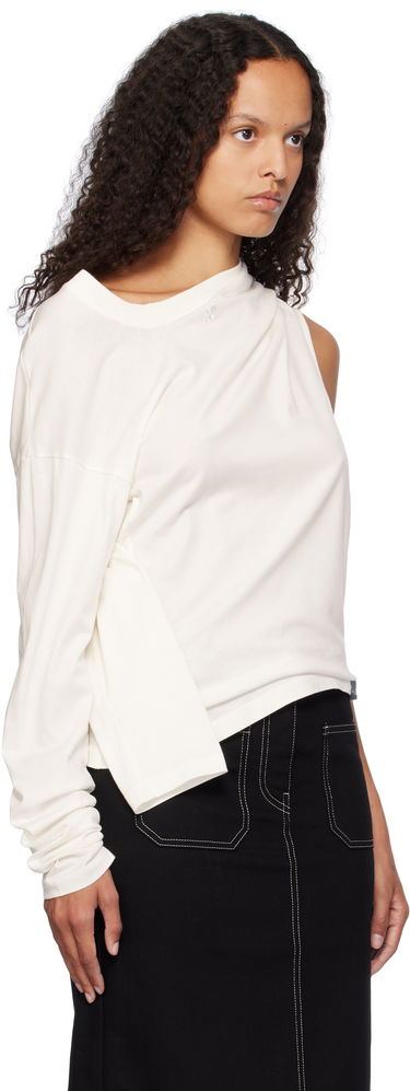 Tielko Courrèges Courrèges Asymmetric Off Shoulder T-Shirt Biela | 424JTS154JS0175, 3