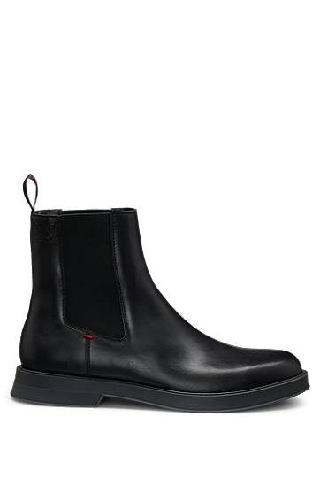 Oblečenie BOSS Leather Chelsea Boots with Stacked Logo Čierna | 50548489, 1