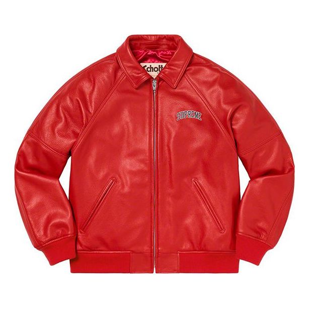 Bomber bunda Supreme Schott 8-Ball Leather Varsity Jacket by Supreme x Martin Wong Červená | SUP-FW19-220