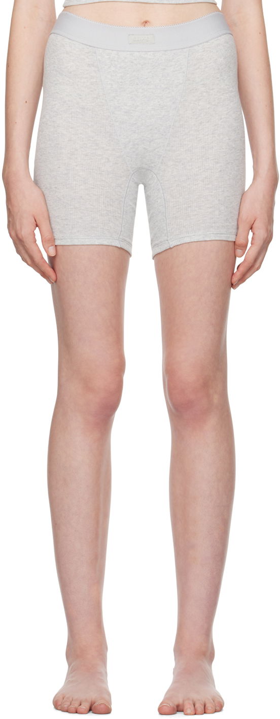 Šortky SKIMS Rib Boxer Boy Shorts Šedá | BX-BOX-6248W, 0