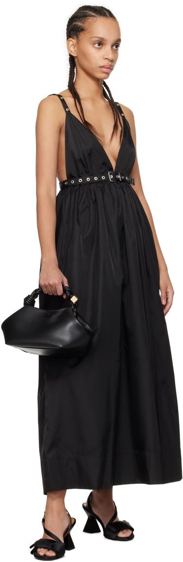Šaty GANNI GANNI Duchesse Nylon Strap Maxi Dress Čierna | W0030, 3
