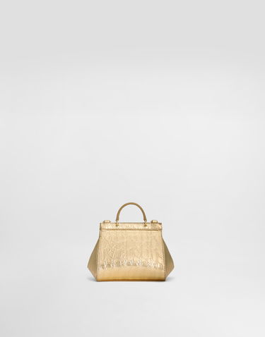Taška cez rameno Dolce & Gabbana Calfskin Crossbody Bag With Crocodile Print Metalická | EB0003AU1388H944, 2