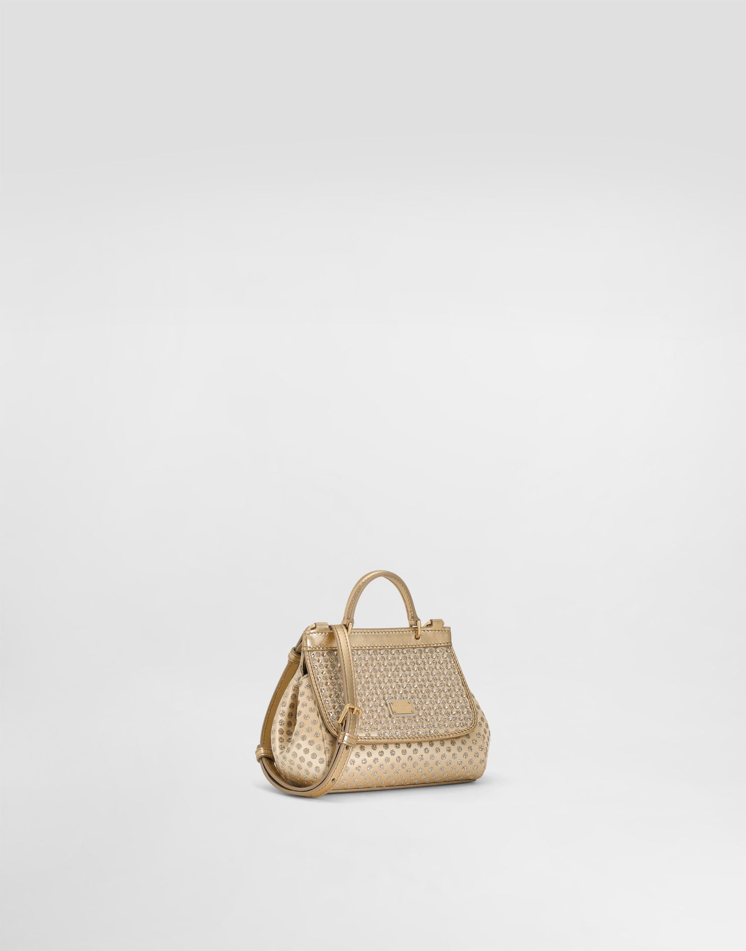 Kabelka Dolce & Gabbana Dolce & Gabbana Sicily Satin Crossbody Bag with Rhinestones and Glittery Polka Dots Metalická | EB0003AU18487610, 1