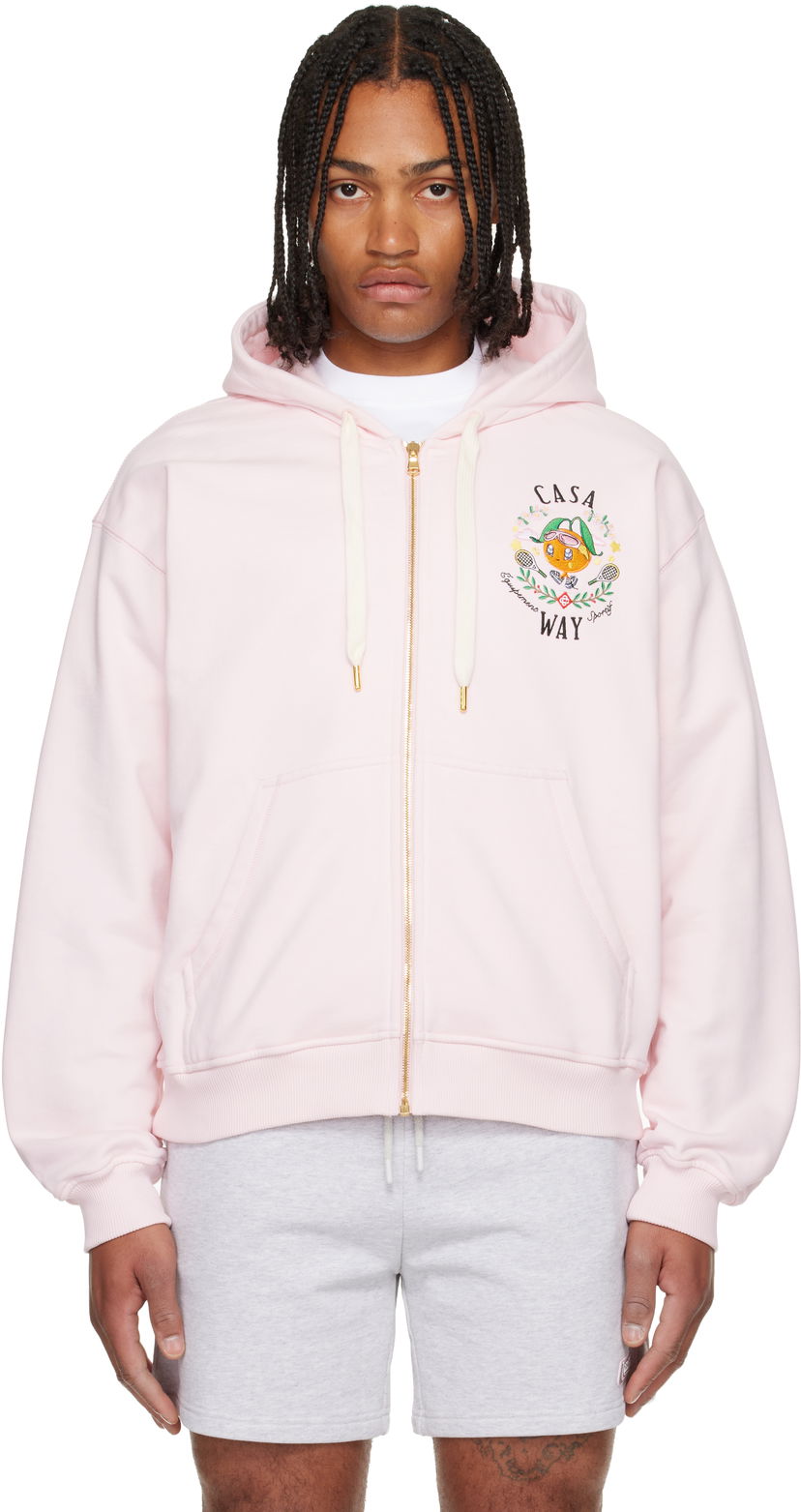 Mikina Casablanca 'Casa Way' Orange Mascot Zip Hoodie Ružová | M-AW25-JTP-408-05