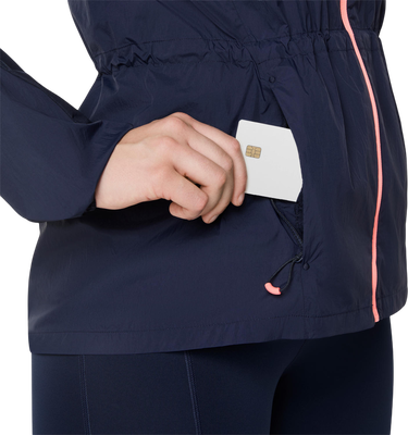 Vetrovka Asics Hooded ROAD PACKABLE Full-Zip Jacket with Drawstring Waist Navy | 2012d076-400, 2
