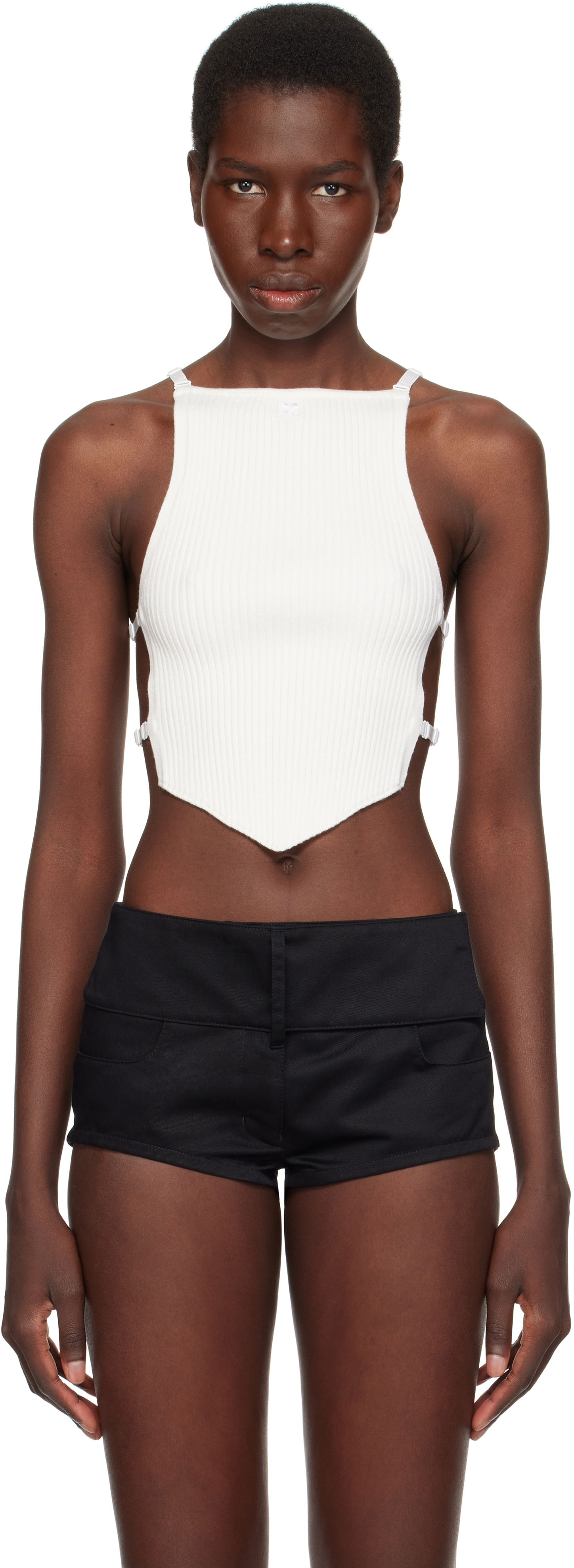 Tielko Courrèges Courrèges Lingerie Detail Pointy Tank Top Biela | 125MTO383FI0001, 0