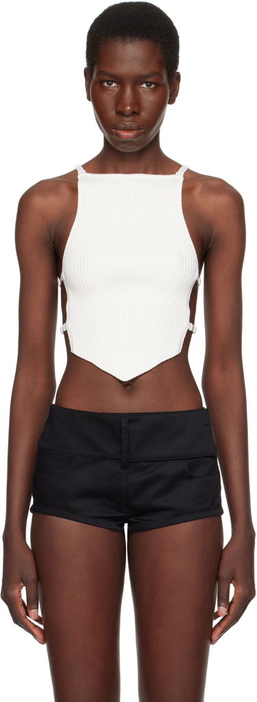 Tielko Courrèges Courrèges Lingerie Detail Pointy Tank Top Biela | 125MTO383FI0001, 0