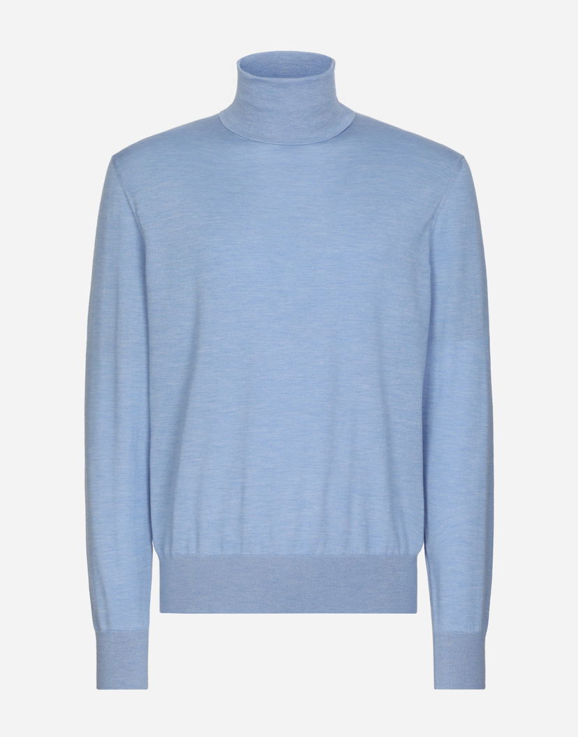 Sveter Dolce & Gabbana Extra-fine Cashmere And Silk Turtleneck Sweater Modrá | GXL03TJDMS4B3784