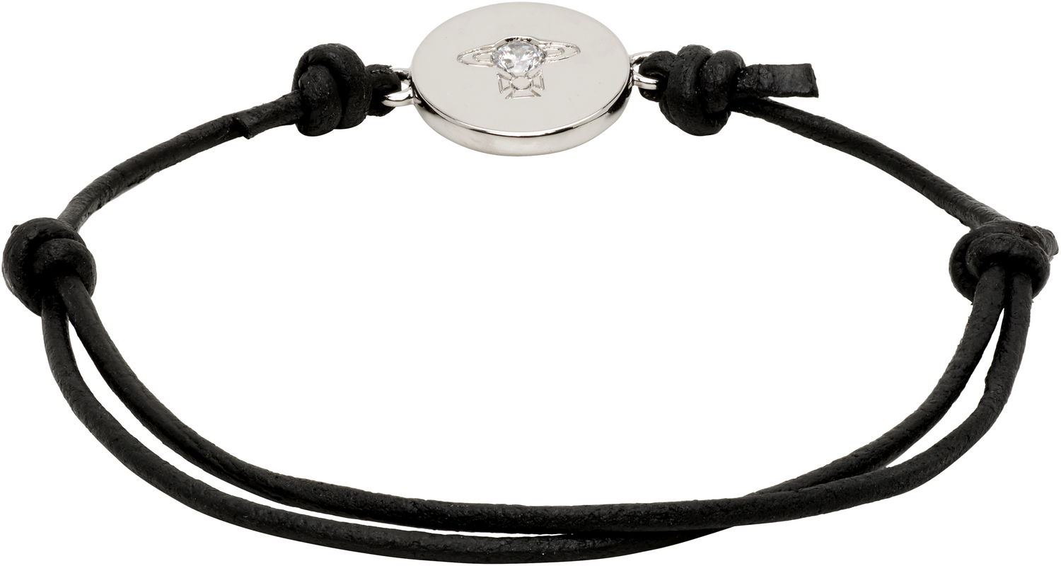 Náramok Vivienne Westwood Lewis Cord Bracelet with Orb Charm and Crystal Čierna | 6103008W-02P627-, 1