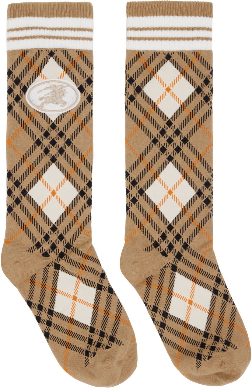 Ponožky Burberry Burberry Argyle Check Stretch Cotton Blend Socks Béžová | 8113535