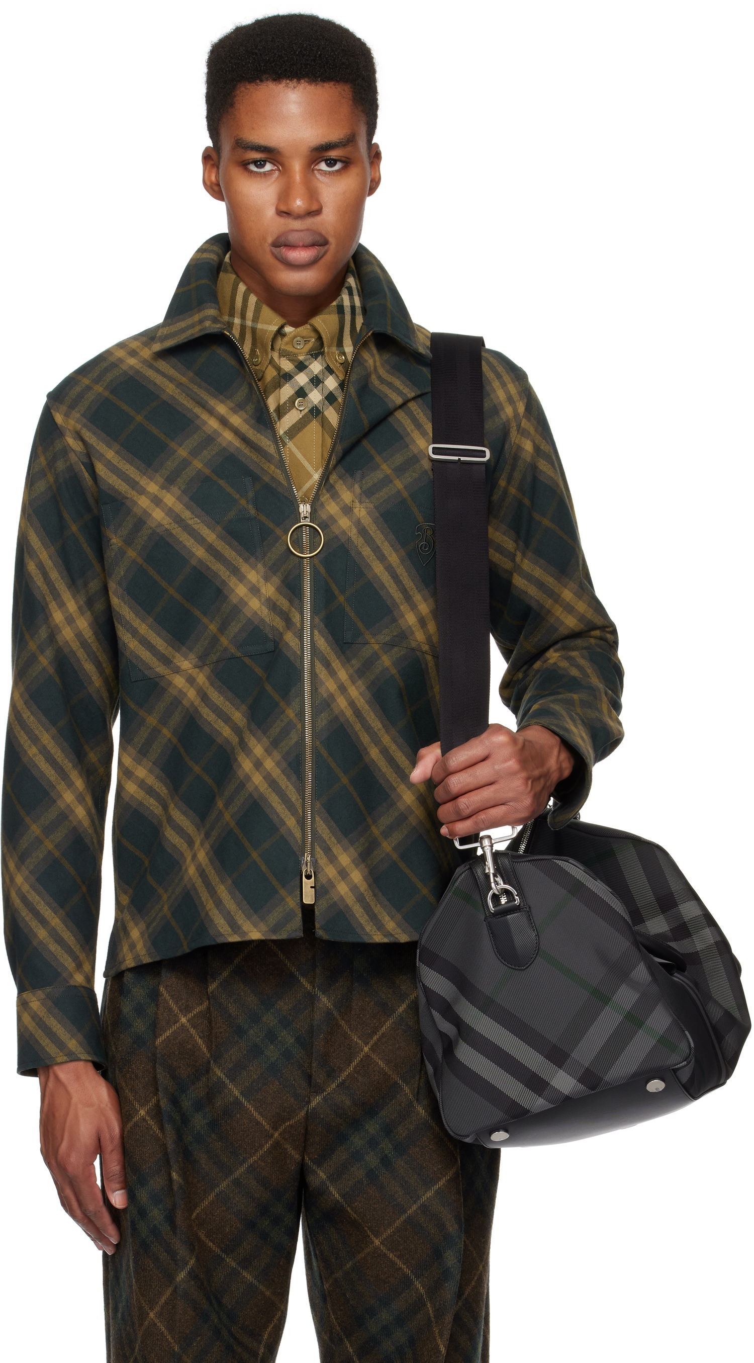 Košeľa Burberry Check Cotton Shirt Jacket Zelené | 8098837, 0
