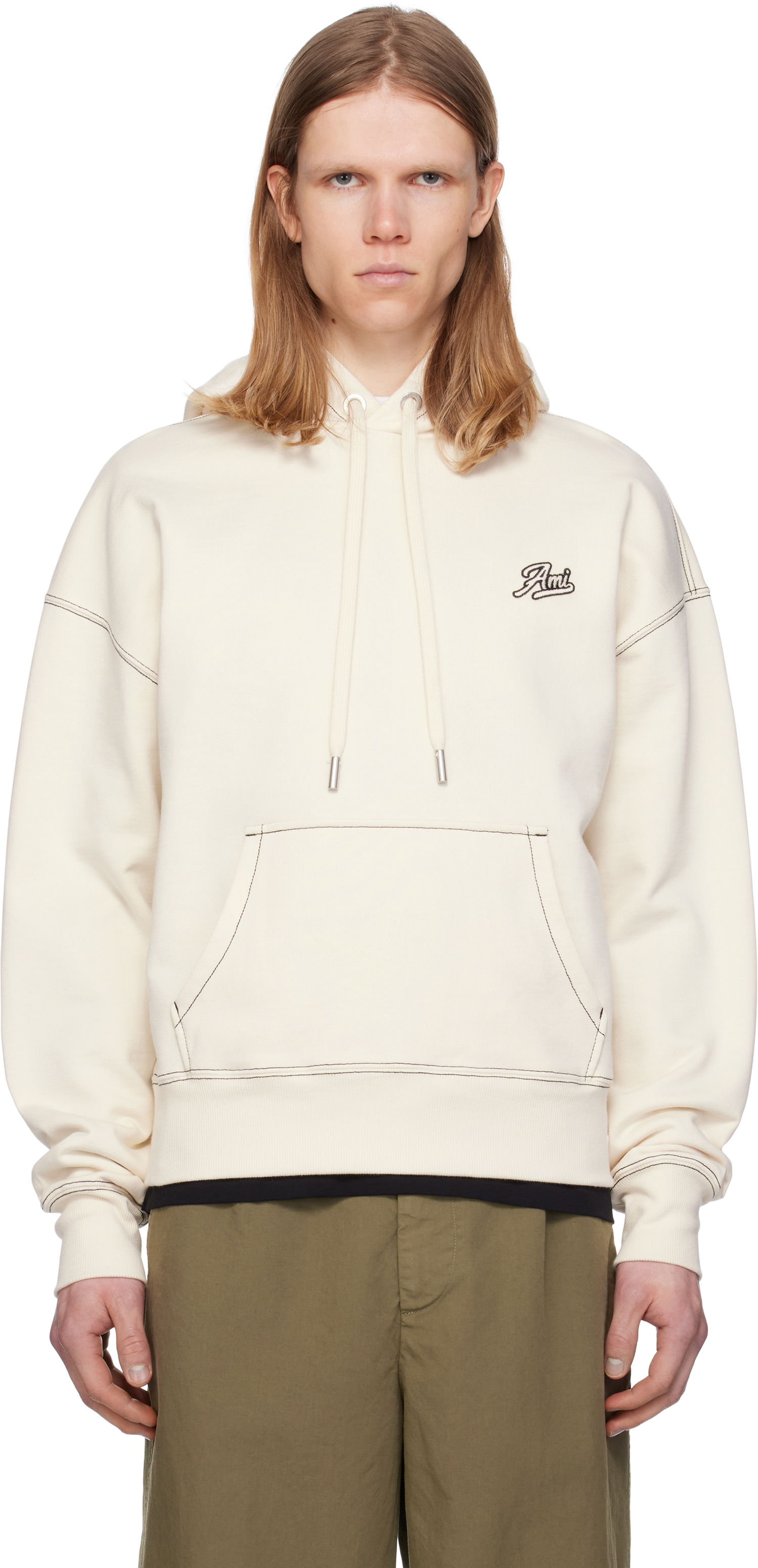 Mikina AMI AMI Paris Cotton 'Ami' Signature Hoodie Béžová | HSW229.JE0098, 0