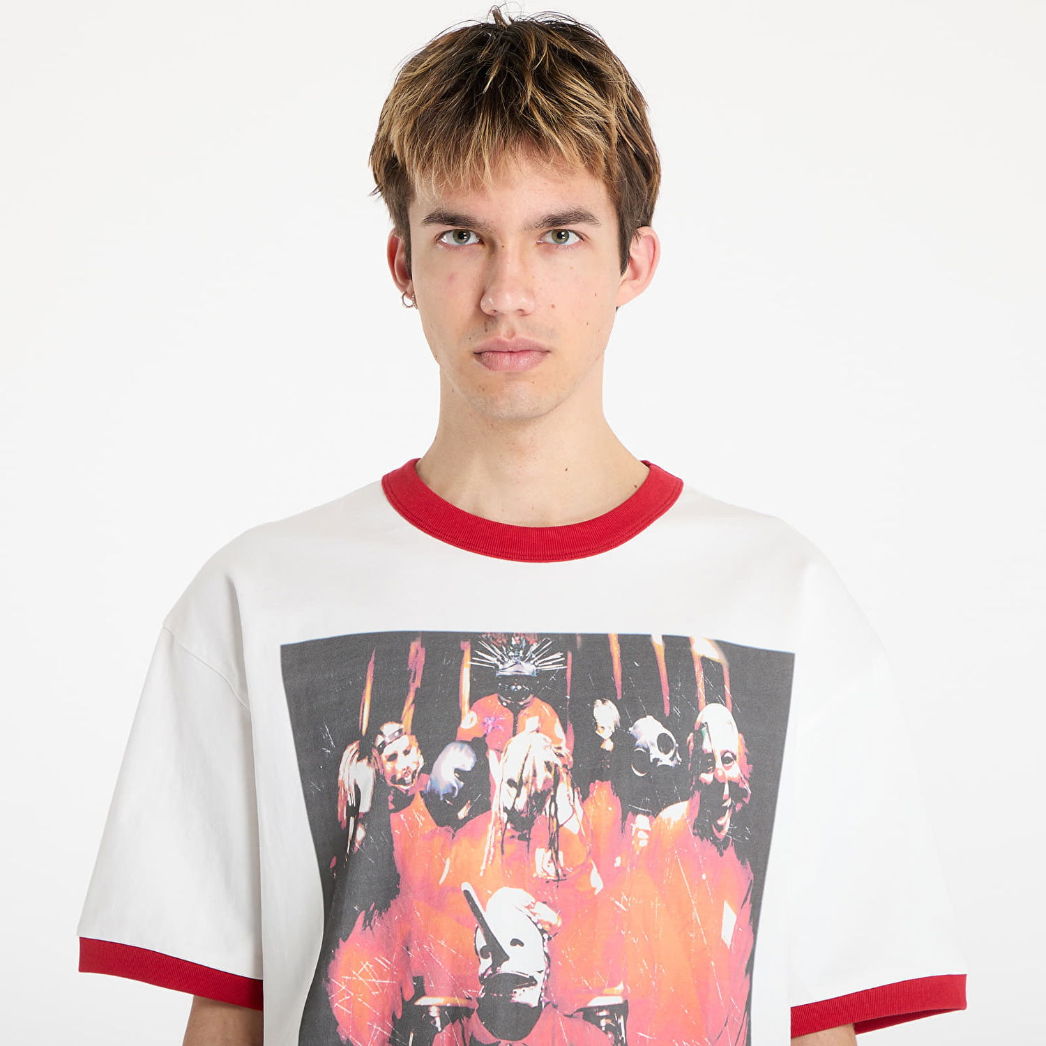 Tričko Pleasures PLEASURES x Slipknot Self Titled Ringer T-Shirt Biela | P25SK007 WHITE, 1