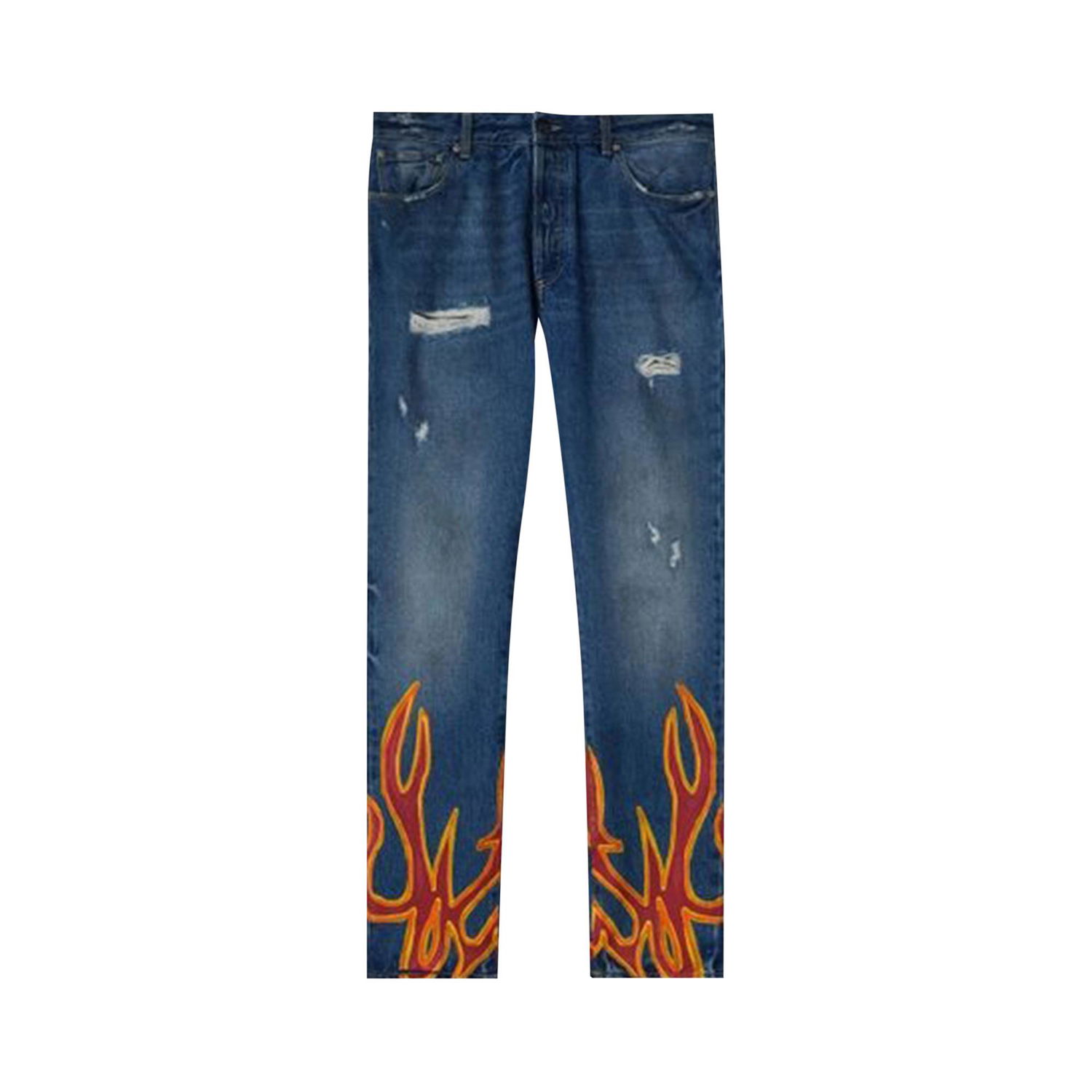 Džínsy Palm Angels Burning Regular 5 Pocket Jeans Navy | PMYA012F22DEN0074525, 1