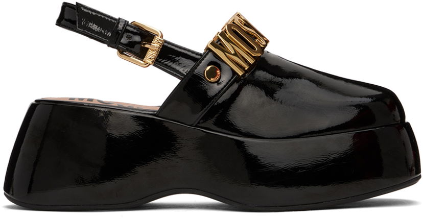 Doplnky Moschino Moschino Maxi Lettering Wedge Mules Čierna | MA10307I1I MH5 000
