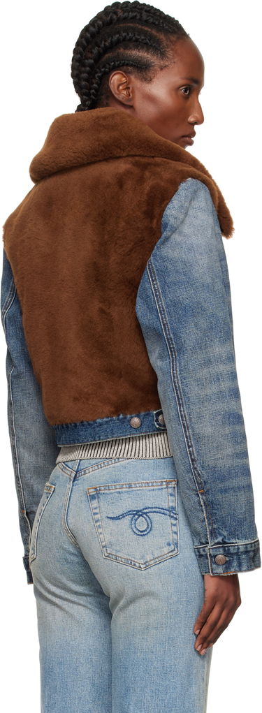 Bunda R13 R13 Cropped Denim & Faux Fur Jacket Modrá | R13WD178-D246A, 2
