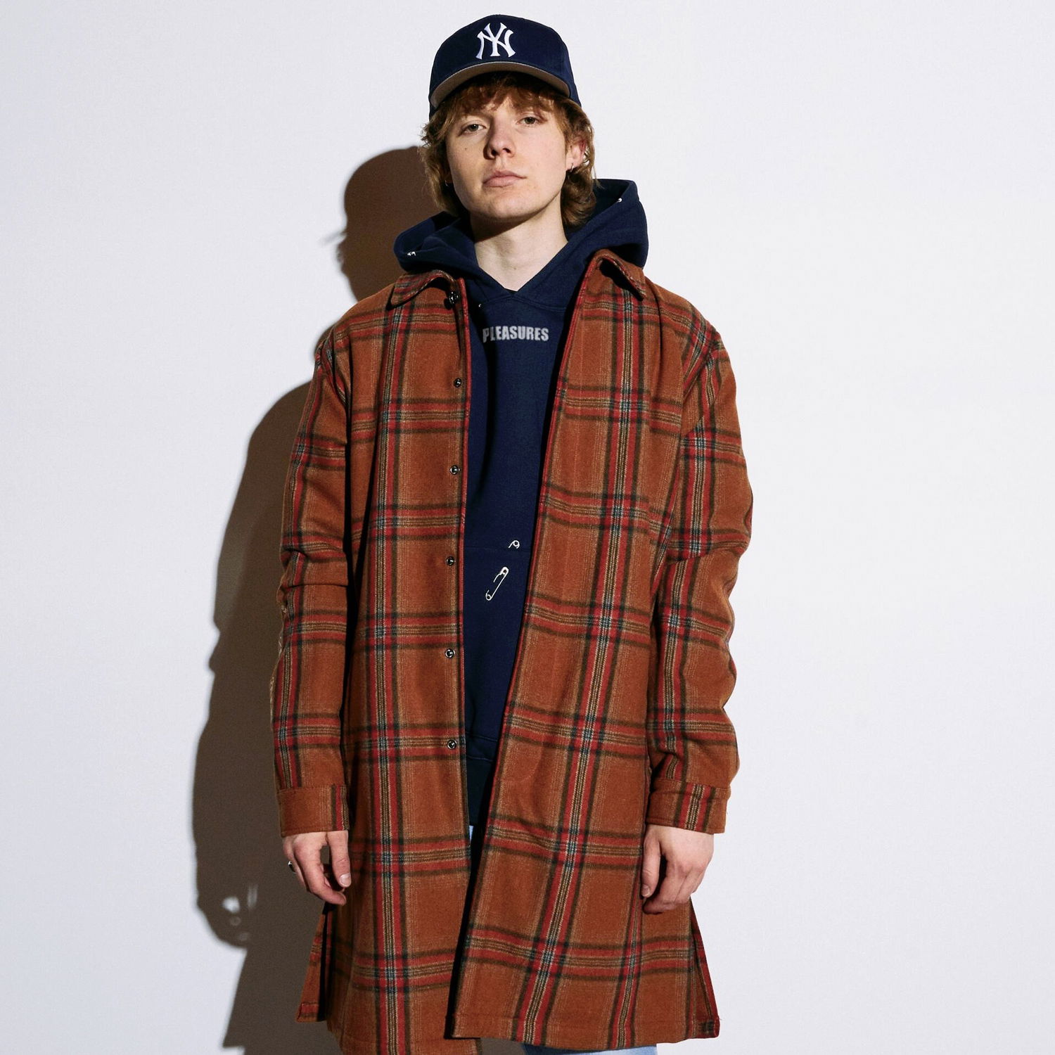 Kabáty Pleasures Soul Plaid Trench Coat Červená | P22W028-ORANGE, 1