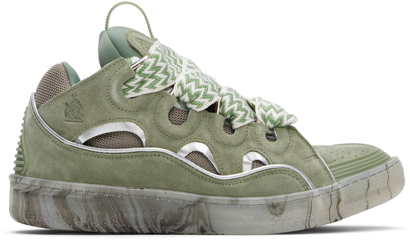 Tenisky a topánky LANVIN Khaki Leather Curb Marbled Sole Sneakers Zelené | FU-SKDK12-MARB-P25