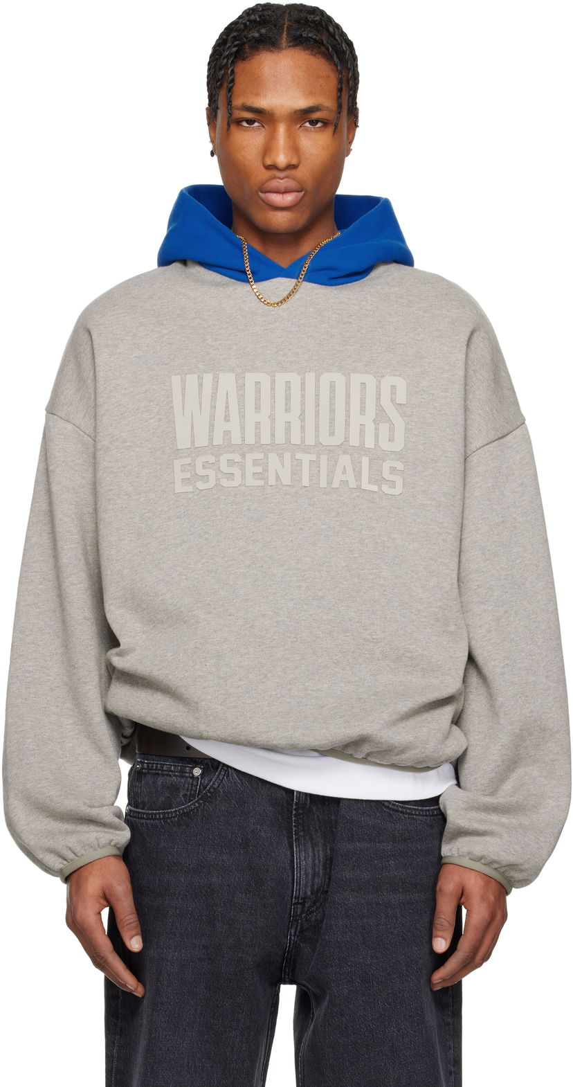 Mikina Fear of God Fear of God ESSENTIALS NBA Warriors Pull Over Hoodie Šedá | 192AL246502F
