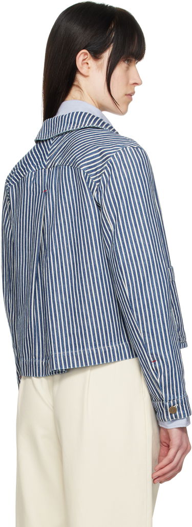 Bunda A.P.C. A.P.C. Frida Striped Cropped Denim Jacket Modrá | COHHG-F32006, 2