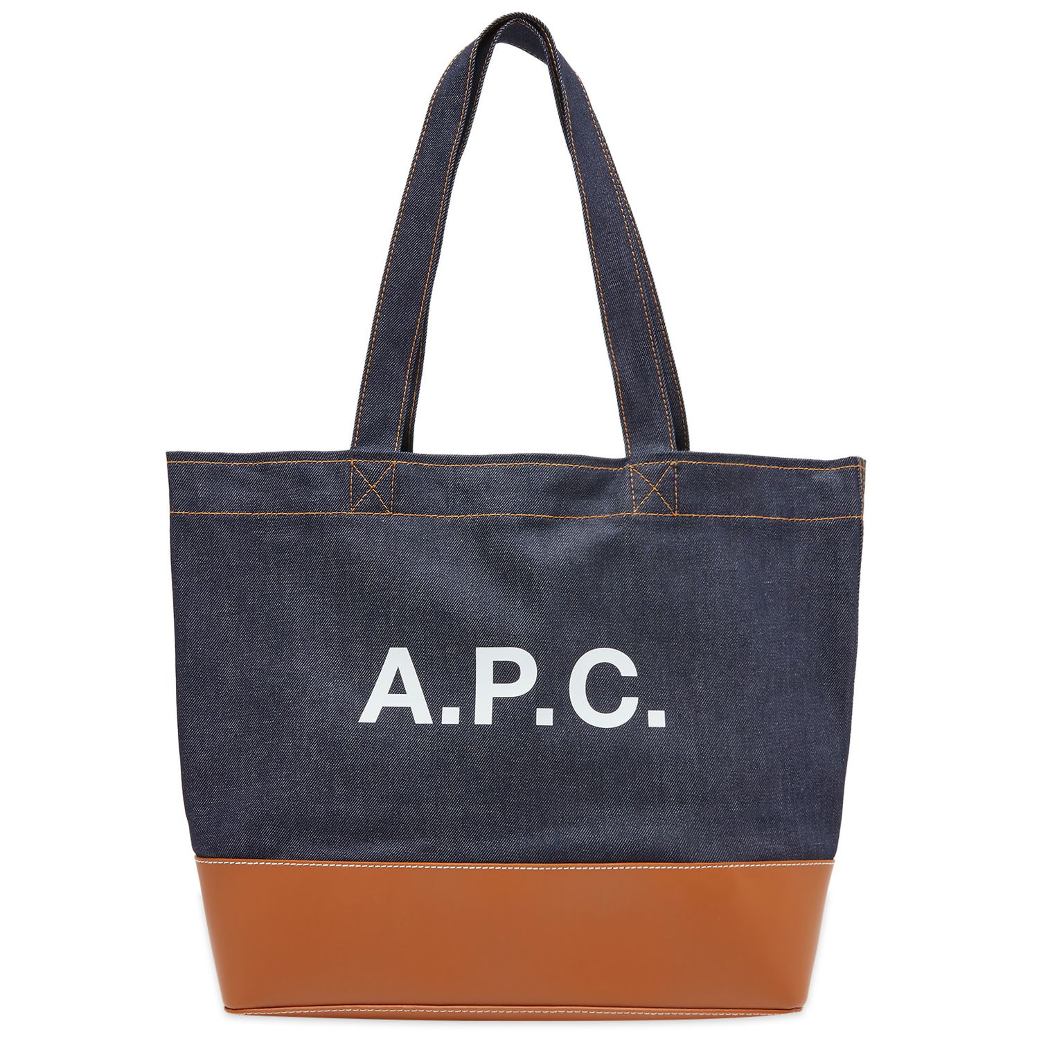 Tote bag A.P.C. Large Axel Denim & Leather Tote Bag Navy | CODDP-M61917-CAF, 0