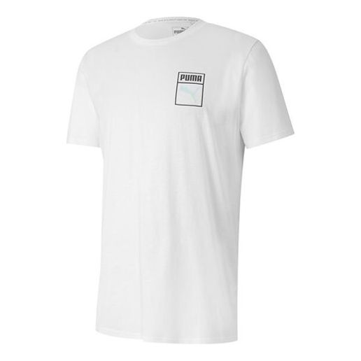 Tričko Puma Graphic Box Logo Printed Short Sleeve T-Shirt Biela | 598625-02