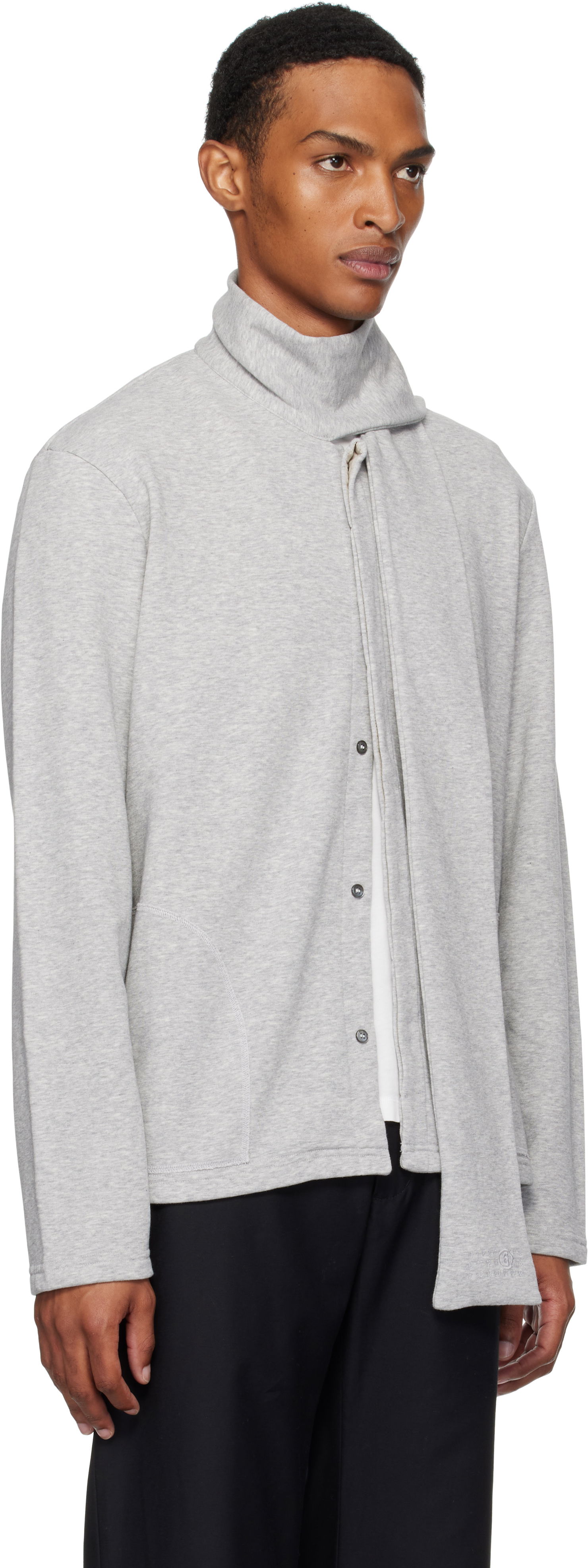 Mikina Maison Margiela MM6 Maison Margiela Long Sleeve Sweatshirt with Attached Scarf Šedá | SH0NH0015 M25013, 1