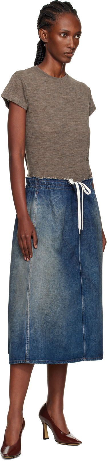 Sukňa Maison Margiela MM6 Maison Margiela Drawstring Denim Midi Skirt Modrá | S52MI0023 M30017, 3
