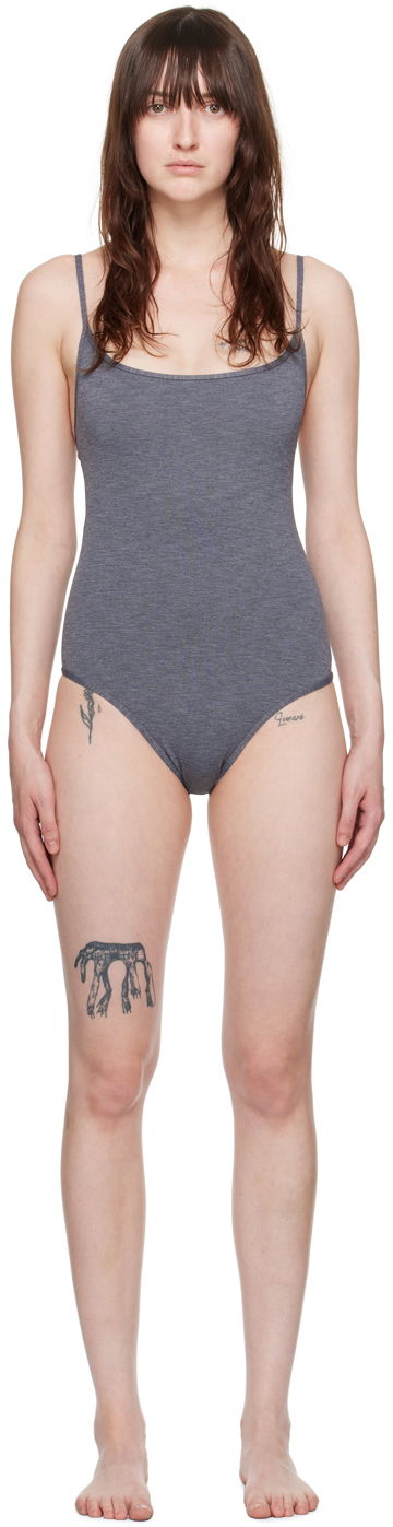 Plavky TOTEME TOTEME Square Neck One-Piece Swimsuit Šedá | 243-WSW1031-FB0236, 0
