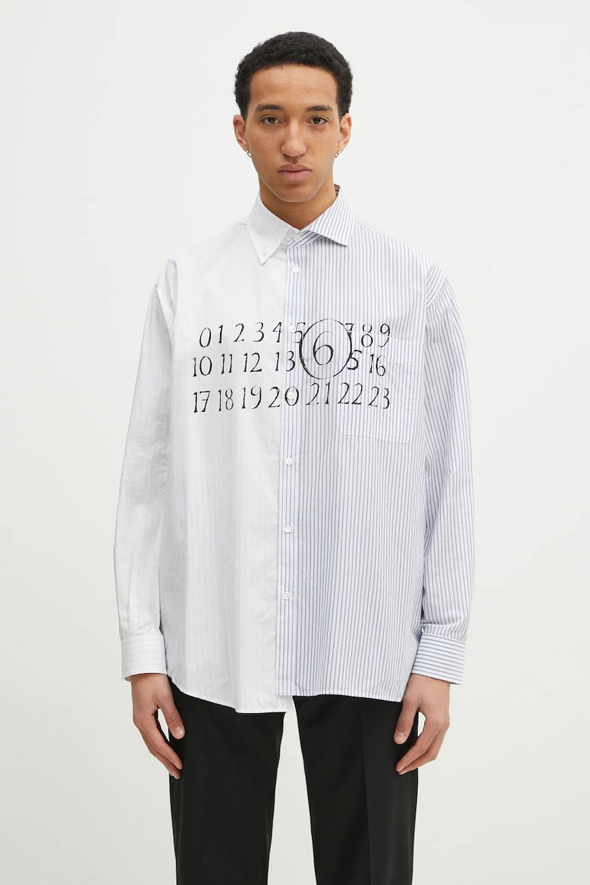 Košeľa Maison Margiela MM6 Maison Margiela Numeric Print Split Panel Button-Down Shirt Rôznofarebný | SH0DT0025