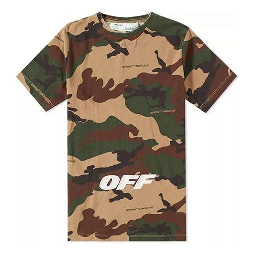 Tričko Off-White Embroidered Camouflage Short Sleeve T-Shirt Hnedá | OMAA038E181850219901, 0