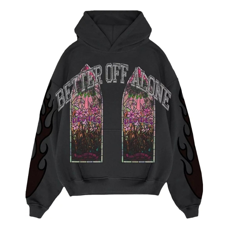 Mikina Who Decides War Who Decides War x A Boogie Wit Da Hoodie Better Off Alone Graphic Print Hoodie Šedá | WDWAB238