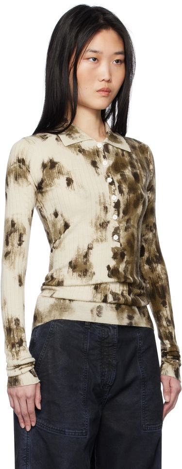 Polo tričko The Attico The Attico Animal Print Long Sleeve Polo Béžová | 250WCK00112 KWS006PR, 1