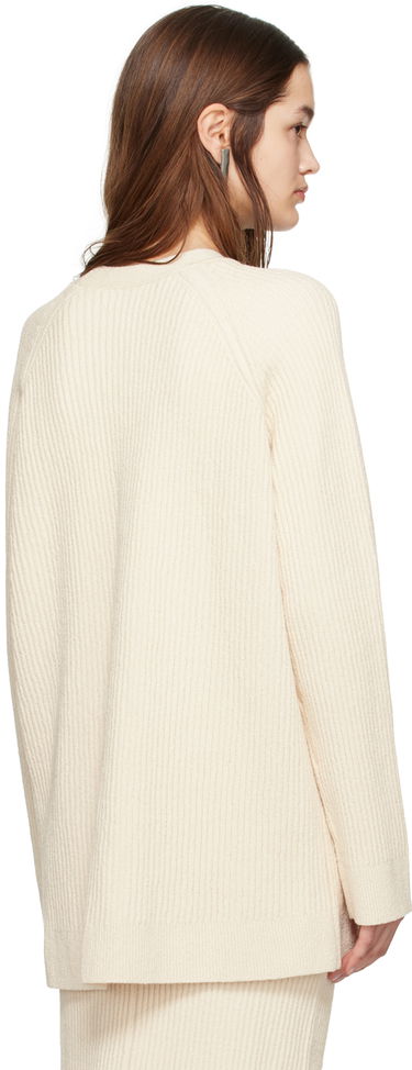 Sveter TOTEME TOTEME Women's Ribbed Knit Cardigan Béžová | 242-WRT2183-YA0042, 2