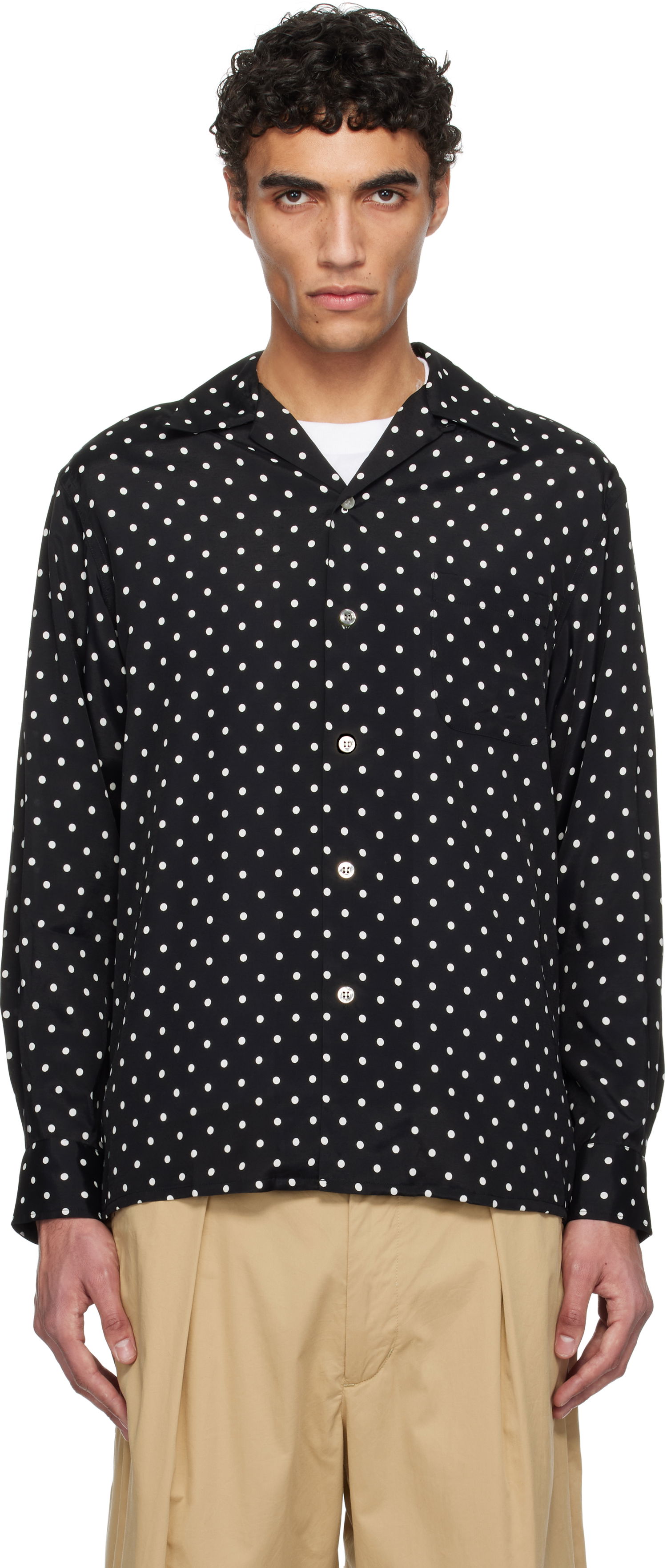 Košeľa WACKO MARIA WACKO MARIA Dots Print Camp Collar Shirt Čierna | 25SSE-WMS-HI01, 0