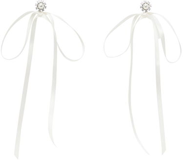 Náušnice Simone Rocha Simone Rocha Double Ended Daisy Bow Ribbon Earrings Biela | ERG497 0906, 0