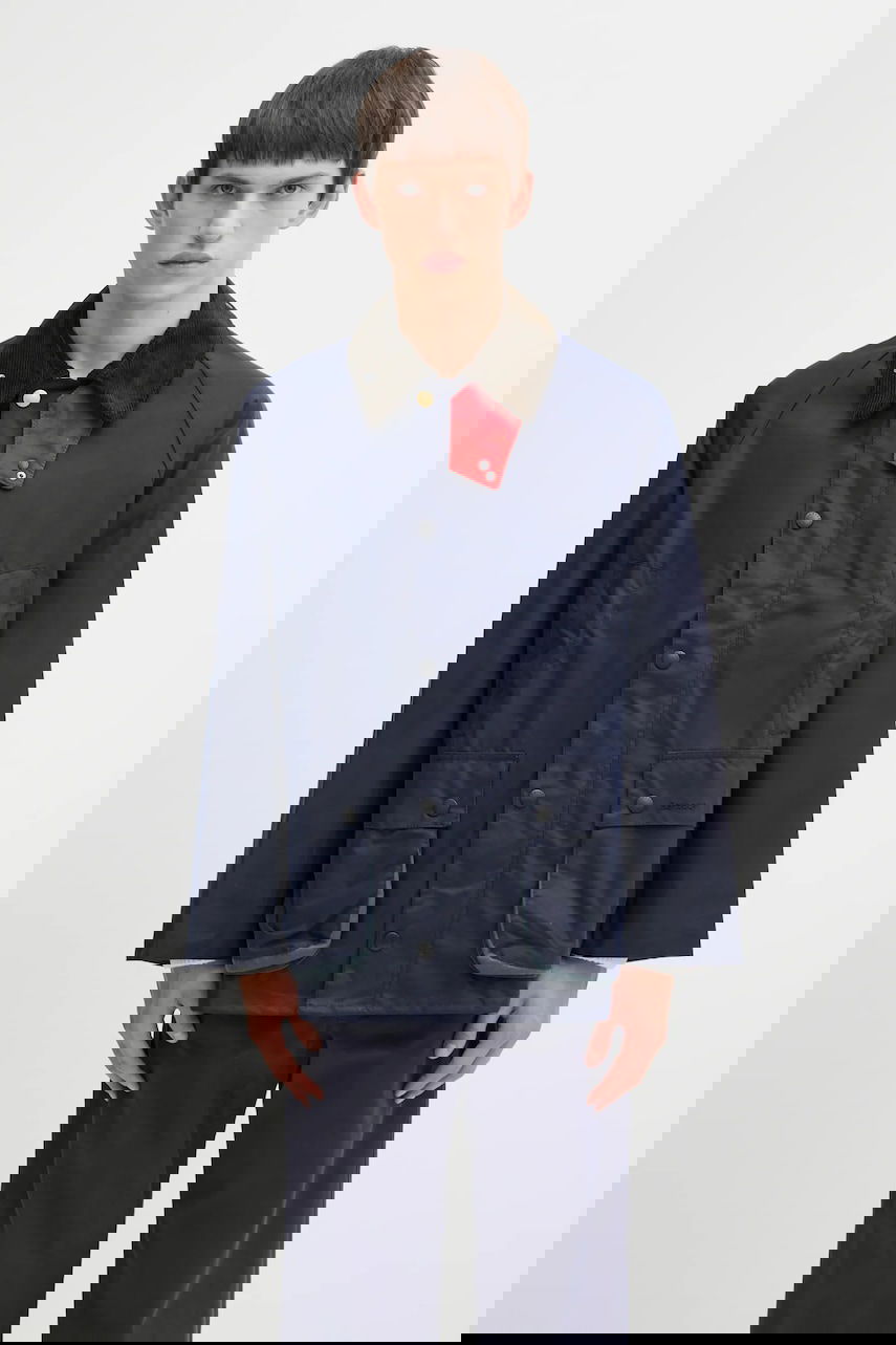 Bunda Barbour Barbour x Paul Smith OS Bedale Wax Transitional Jacket with Corduroy Collar Navy | MWX2515NY94, 0