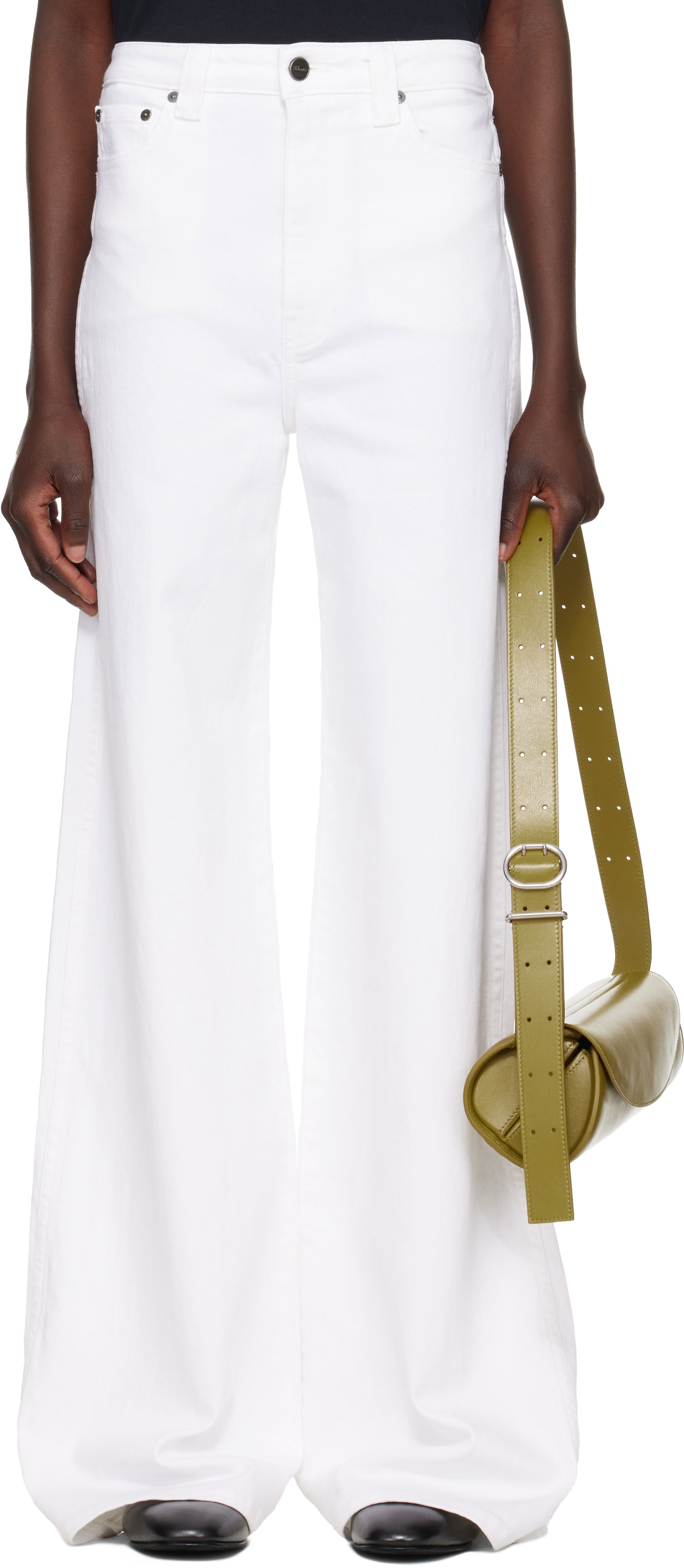 Džínsy Khaite Dane High-Waisted Wide-Leg Flared Stretch Jeans Biela | 1170902100, 0